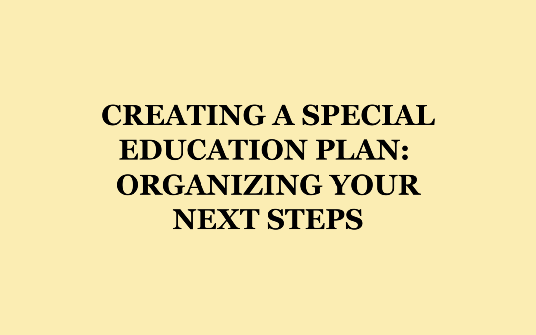 Creating a Special Education Plan: Organizing Your Next Steps